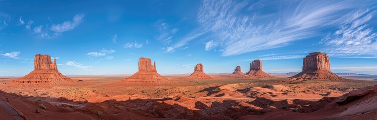 Fototapeta premium Monument Valley: A Panoramic View of Majestic Buttes