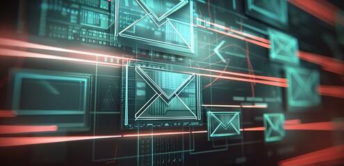 a background made of futuristic technology featuring an envelope shape