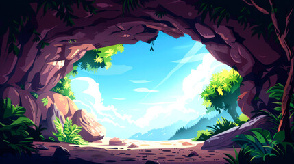 Fototapeta premium illustration art cave in forest