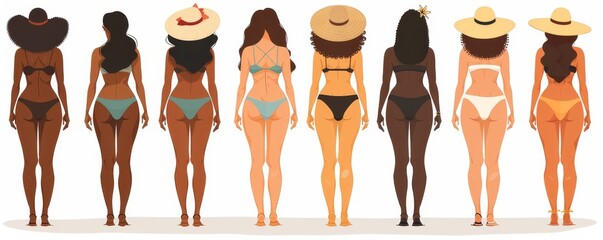 Girls in swimsuits. Beauty is in diversity