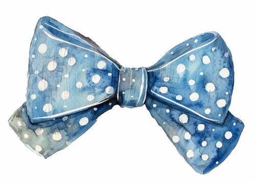 recommend clip art: Illustration with watercolor blue polka dots of a bowtie and character creator. Cute clipart element cutout for man, woman, summer clothes.