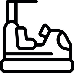 Black line bumper car icon isolated on white background, amusement park attraction symbol