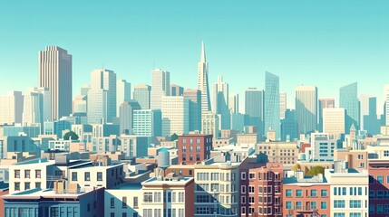 Obraz premium A detailed 3D illustration of a bustling city skyline AI generated illustration