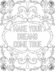 Printable floral coloring page for kids and adults with affirmation words for self talk and self care. it helps to succeed and struggle against life to enjoy the tough journey
