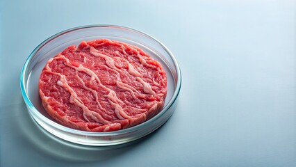 Lab-grown meat from a petri dish, cultured with hormones , lab-grown, meat, petri dish, cultured, hormones