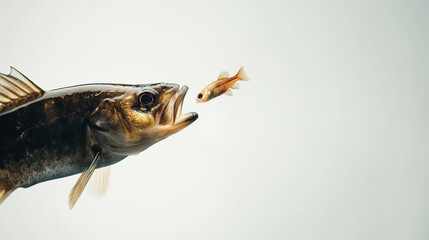 Big fish eat small fish. Food chain and Management business concepts.