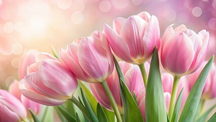 Fototapeta premium Gentle pink tulips with delicate petals and soft textures , pink, tulips, flowers, delicate, soft, gentle, pastel, garden