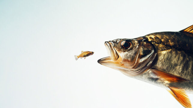 Big fish eat small fish. Food chain and Management business concepts.