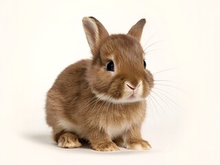 Obraz premium Brown baby adorable rabbit portrait on white background
