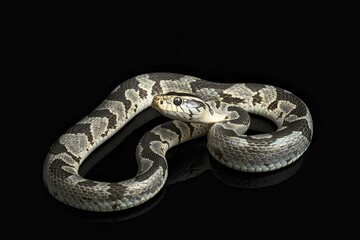 Naklejka premium Pueblan milk snake or Campbell's milk snake isolated on black background