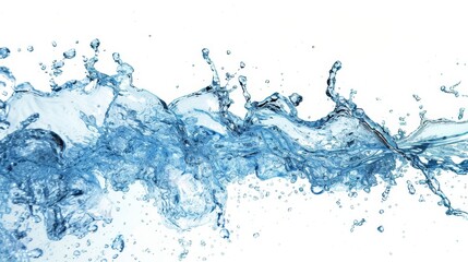 A freeze frame of pure blue water splashing set against a crisp white canvas  AI generated illustration