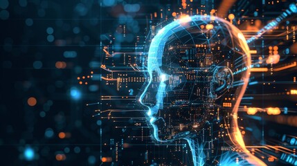 A futuristic rendering of artificial intelligence and machine learning processes portraying the intelligence of a computer  AI generated illustration