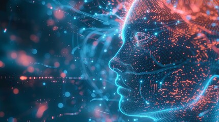 A futuristic rendering of artificial intelligence and machine learning processes portraying the intelligence of a computer  AI generated illustration