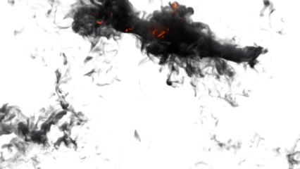 Fire explosion with sparks isolated on transparency background. Fire smoke and dust 