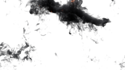 Fire explosion with sparks isolated on transparency background. Fire smoke and dust 