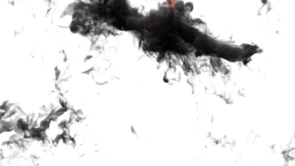 Fire explosion with sparks isolated on transparency background. Fire smoke and dust 