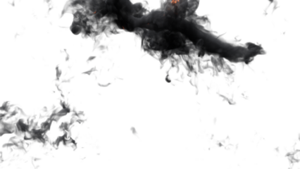 Fire explosion with sparks isolated on transparency background. Fire smoke and dust 