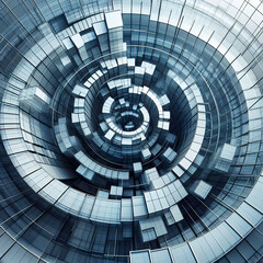 Naklejka premium abstract rendering rotating glass cubes designed geometric precision