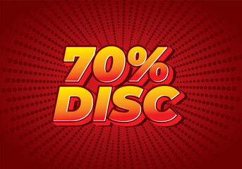 70 percent discount. Text effect in 3D style with good colors