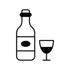 wine glyph icon with white background vector stock illustration