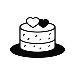 cake glyph icon with white background vector stock illustration