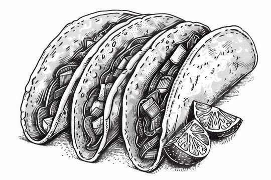 recommend clip art: Mexican street food illustration. Modern drawing of a taco.