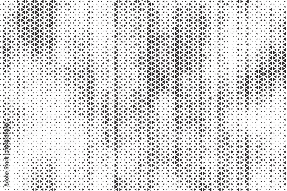 Poster Halftone triangle abstract grunge background. Monochrome geometric vector pattern. Vector illustration.