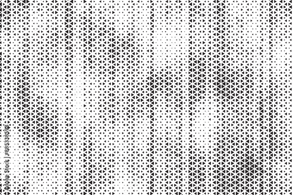 Aufkleber Halftone triangle abstract grunge background. Monochrome geometric vector pattern. Vector illustration.