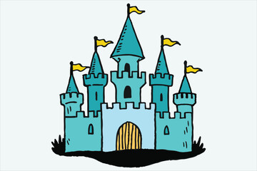 Medieval fairytale castle cartoon vector illustration design