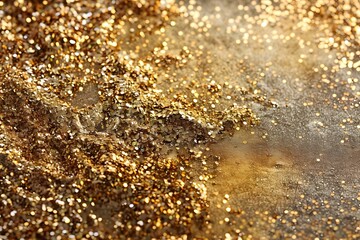 Shimmering Gold Glitter Spread on a Surface