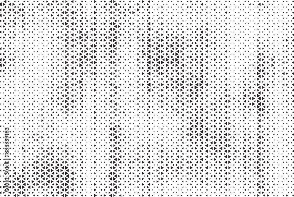 Aufkleber Halftone triangle abstract grunge background. Monochrome geometric vector pattern. Vector illustration.