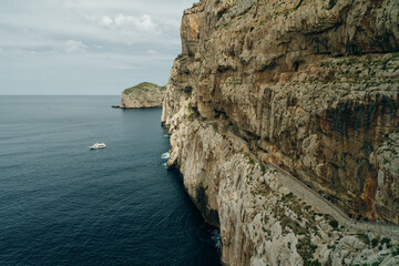 Stairs towards the cave of Grotta di Nettuno, Sardinia, Italy