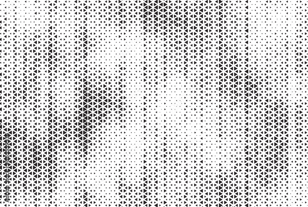 Aufkleber Halftone triangle abstract grunge background. Monochrome geometric vector pattern. Vector illustration.
