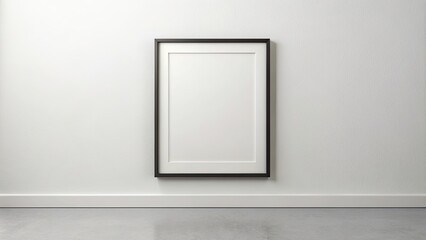 Realistic black gallery frame mockup against white wall , photography, mockup, frame, black, gallery, wall, realistic, template