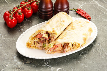 Shawarma with grilled chicken meat