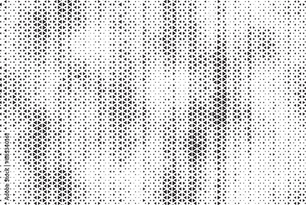 Aufkleber Halftone triangle abstract grunge background. Monochrome geometric vector pattern. Vector illustration.