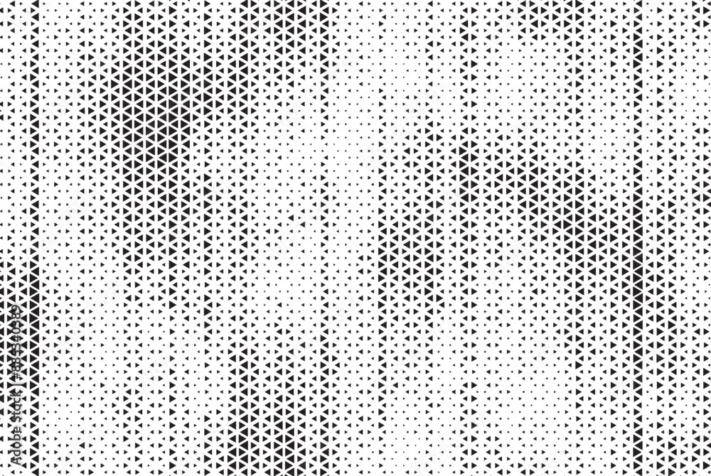 Aufkleber Halftone triangle abstract grunge background. Monochrome geometric vector pattern. Vector illustration.