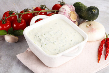Traditional delicious appetizer; greek tzatziki (Turkish name; cacik)