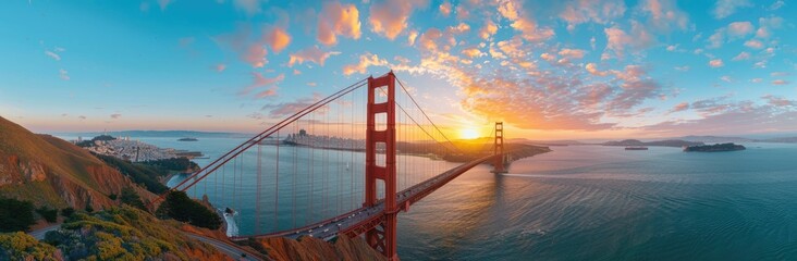 Obraz premium Golden Gate Bridge Sunset Panorama