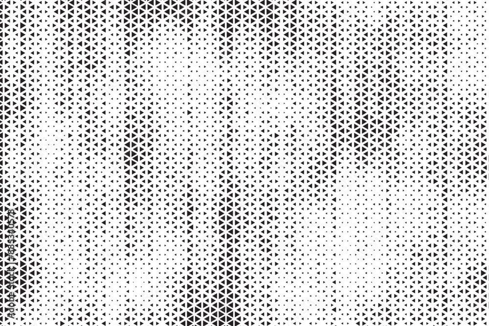 Aufkleber Halftone triangle abstract grunge background. Monochrome geometric vector pattern. Vector illustration.