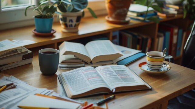 Open Book, Coffee, and Study.