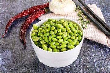 Bowl of delicious edamame beans