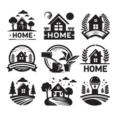 Fototapeta premium Home Logo concept set vector illustration black color