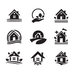 Home Logo concept set vector illustration black color