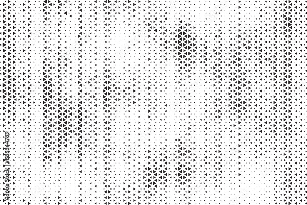 Aufkleber Halftone triangle abstract grunge background. Monochrome geometric vector pattern. Vector illustration.