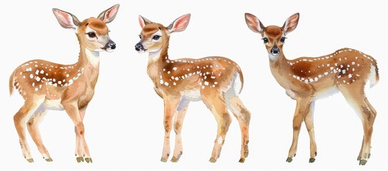 Obraz premium Adapted from watercolour illustrations of red deers isolated on white background as transparent PNG files