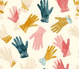 Fototapeta premium Elegant Minimalist Patterns of Premium Cashmere Gloves and Scarves in Soft Pastel Hues