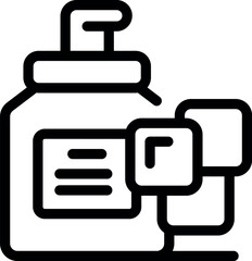 Line drawing of a pharmacist holding a fahrenheit thermometer checking the temperature of a drugstore product