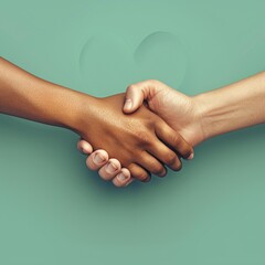 Two hands shaking with the shape of heart symbol on 