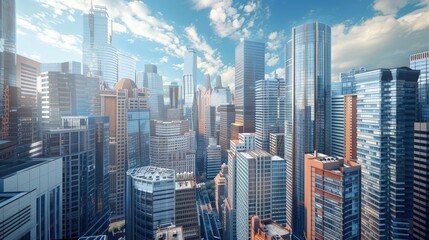 Obraz premium Modern skyscrapers in a bustling cityscape